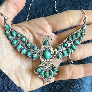 Spell Silver and Turquoise Bird Necklace